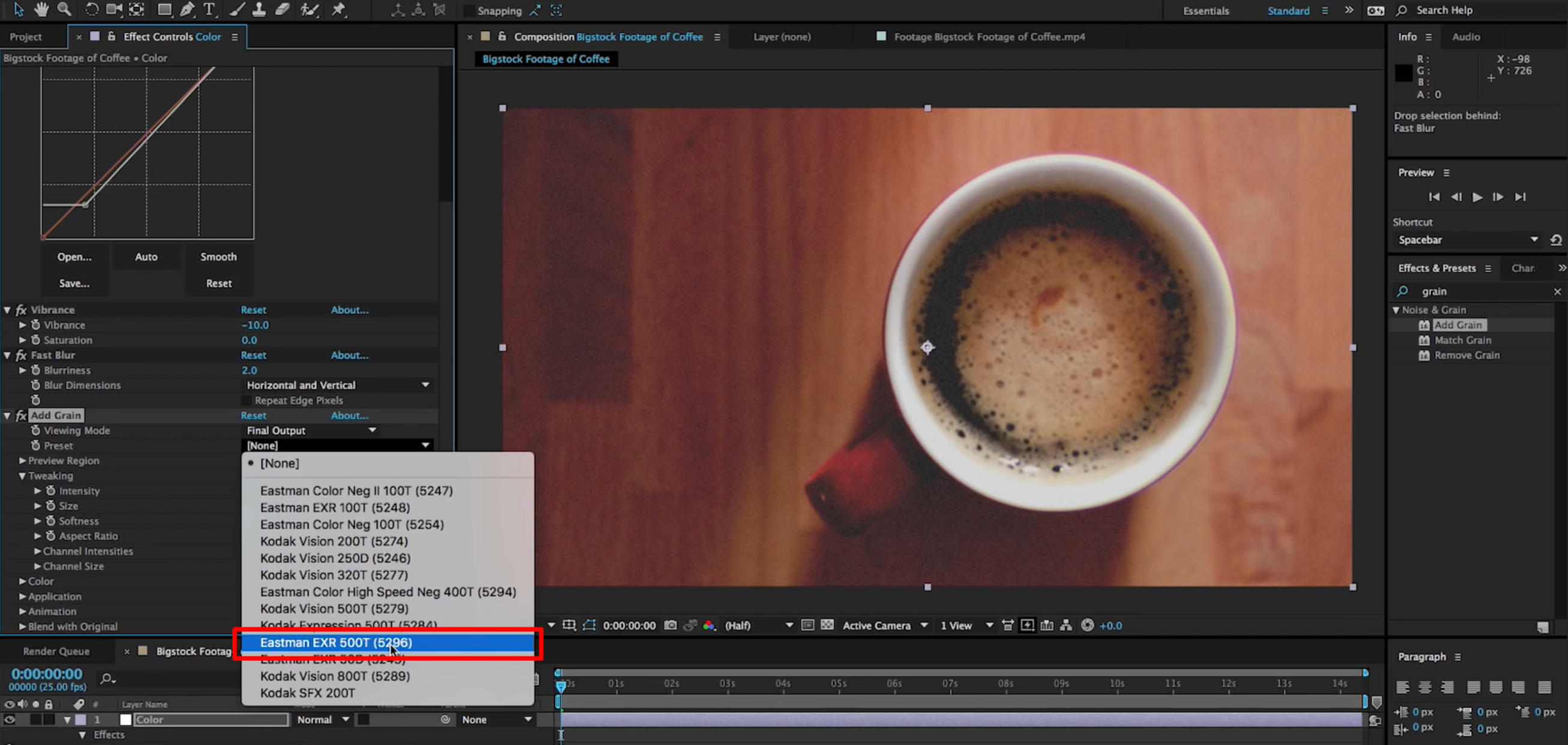 Finalizing the footage after creating vintage effects in After Effects