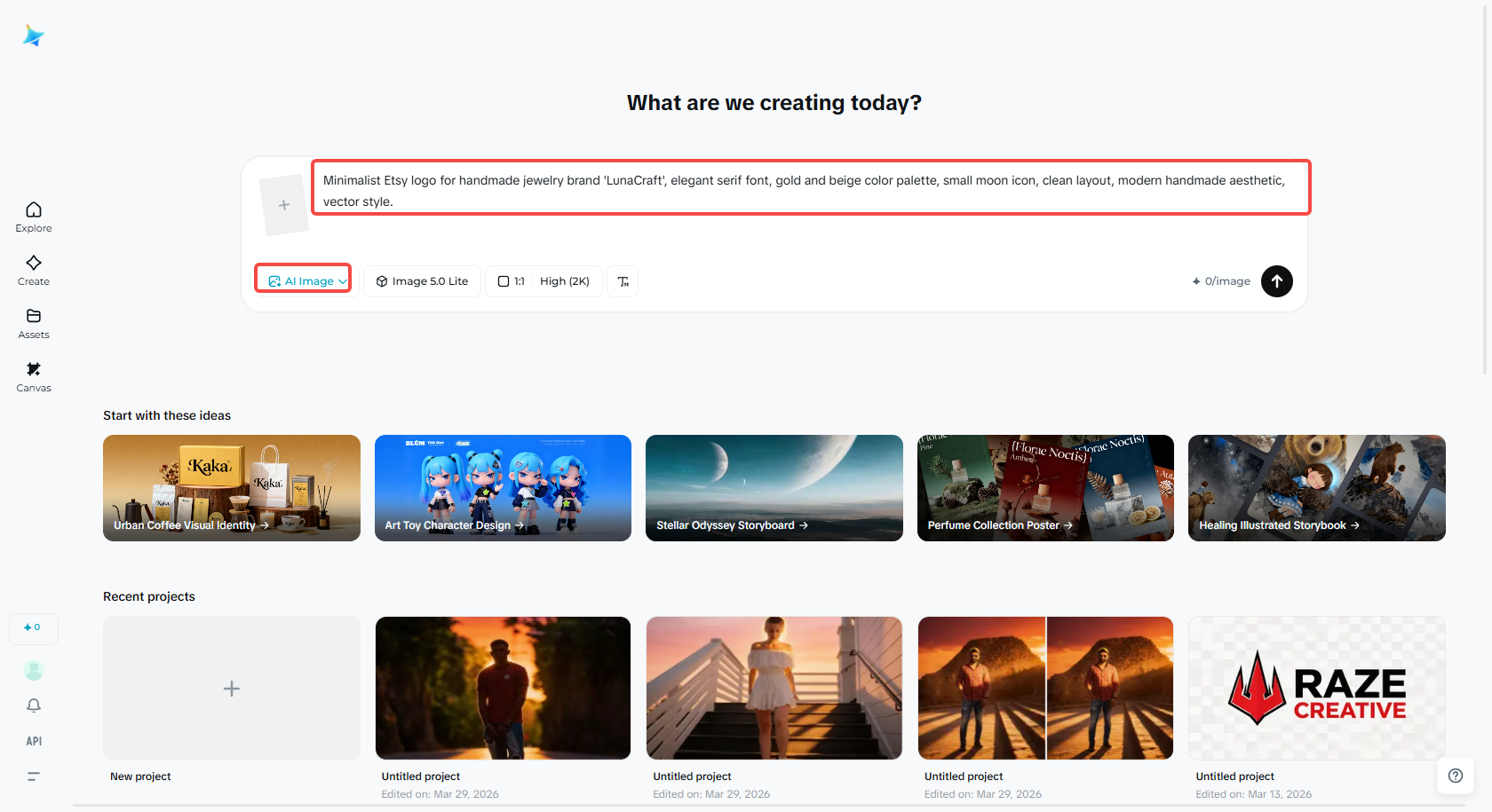 Digite um prompt de texto para a geração do logotipo do Etsy