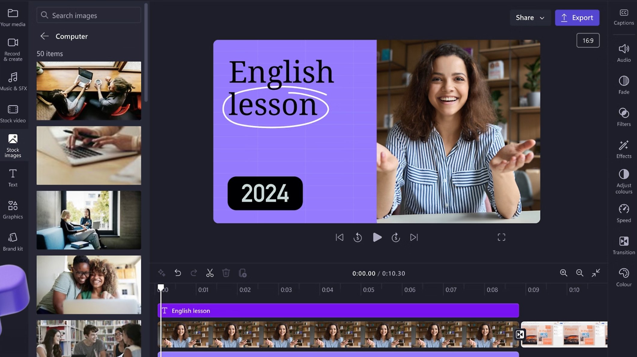 Interface of Clipchamp - a versatile and simple Windows video editor
