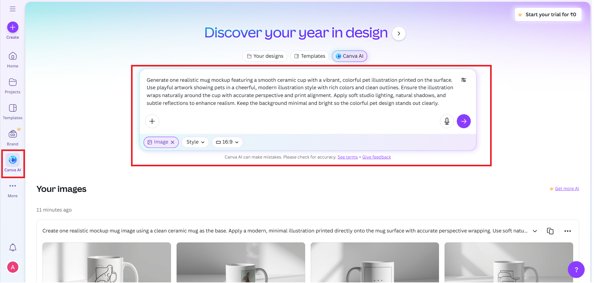 Generate your mockup using Canva AI