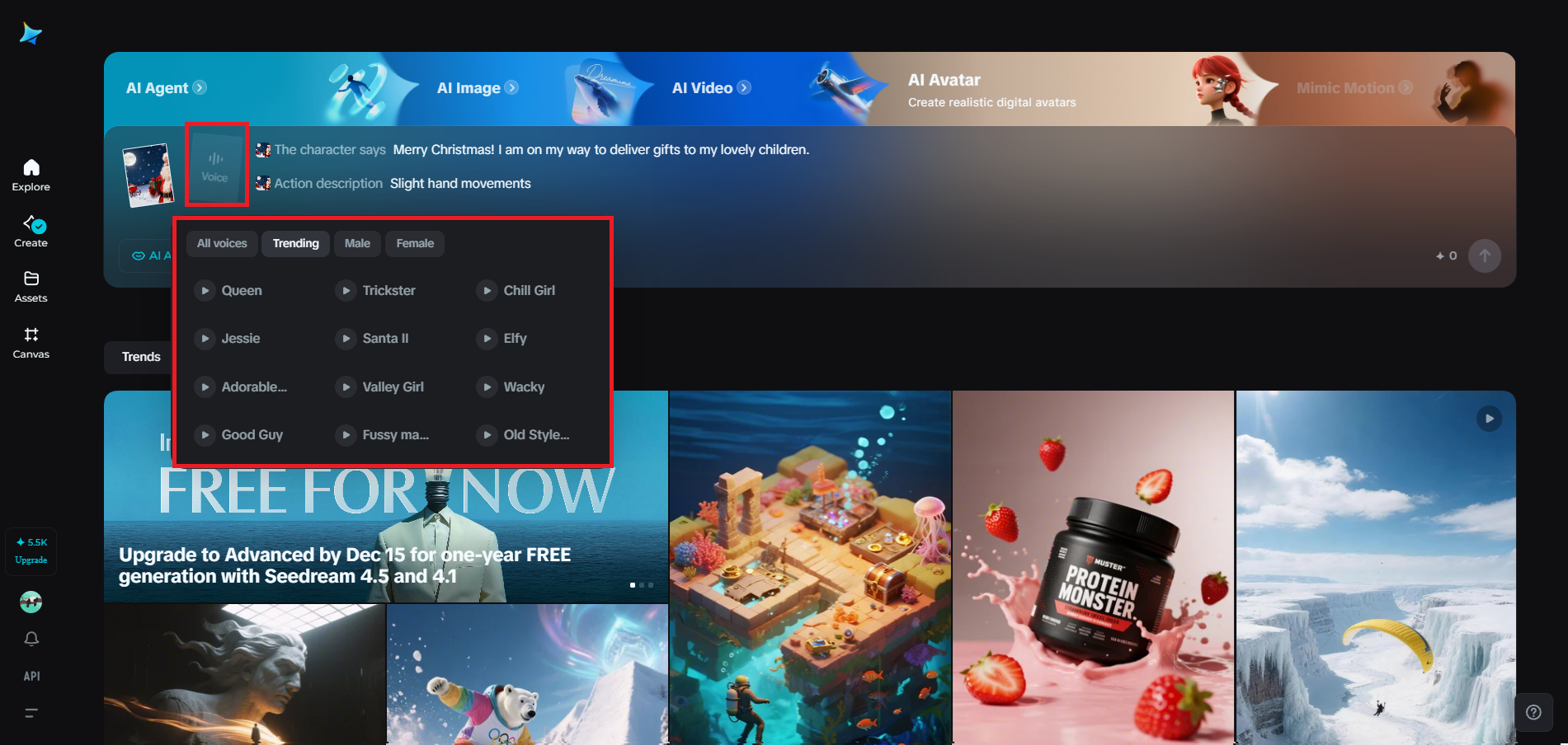 IA Recurso de voz no Dreamina