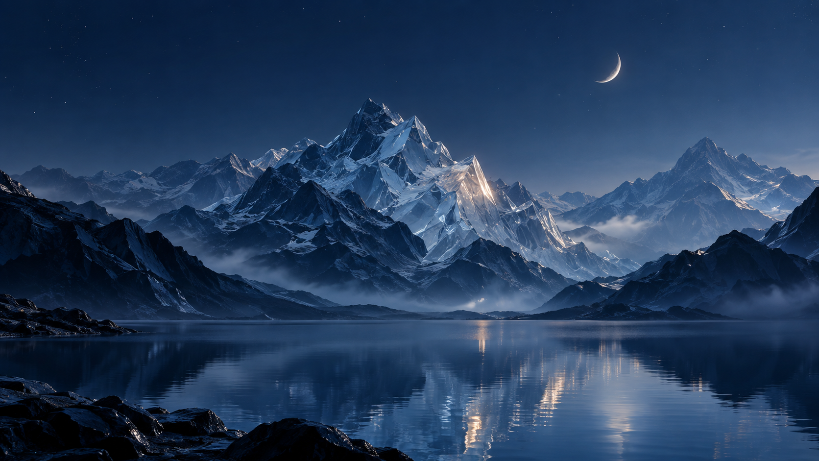 trending wallpaper 4K: Midnight Glass Mountains