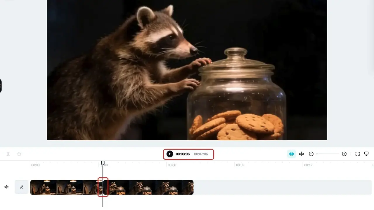 Raccoon reaching for a jar of cookies against a dark background