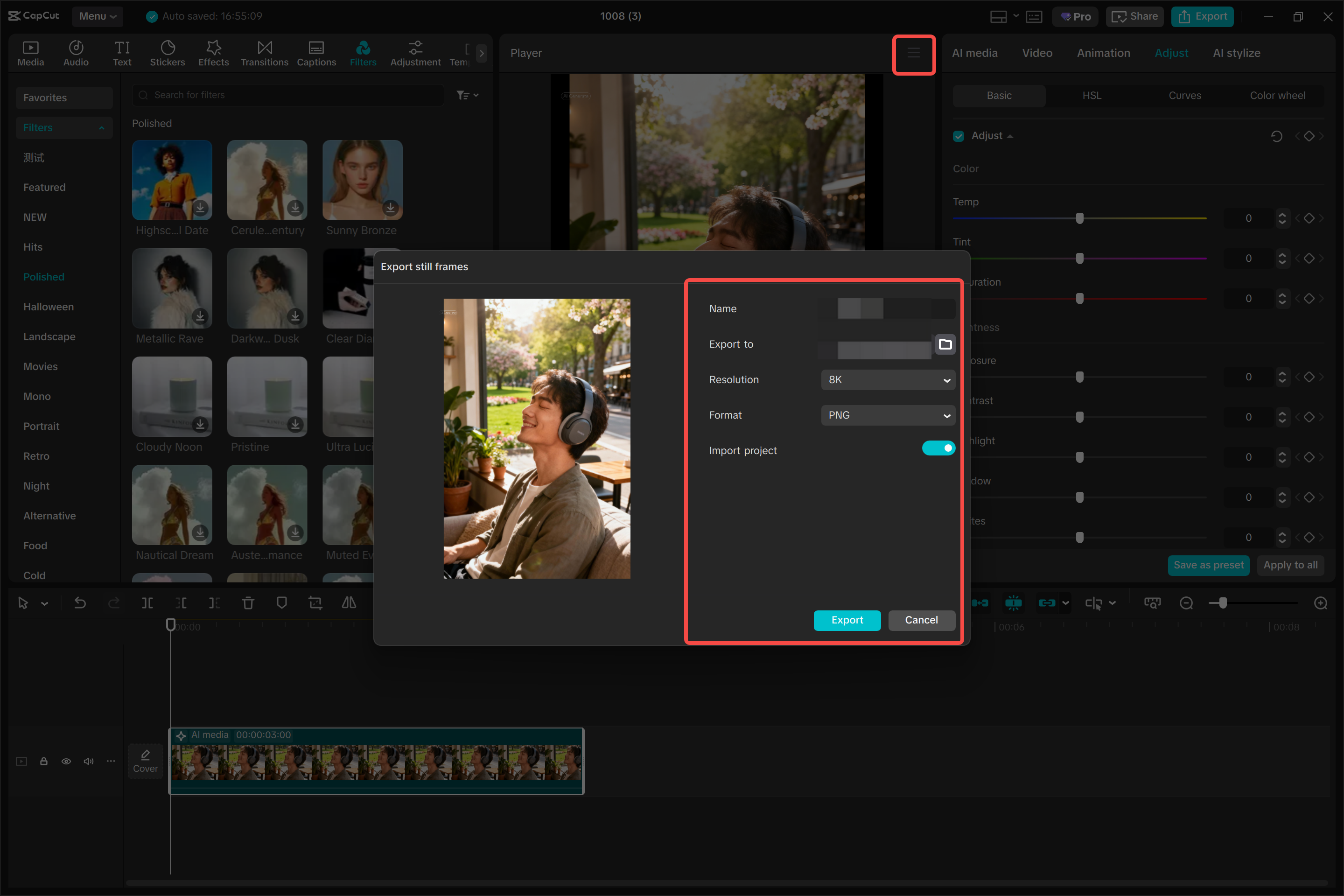 Export your image from CapCut