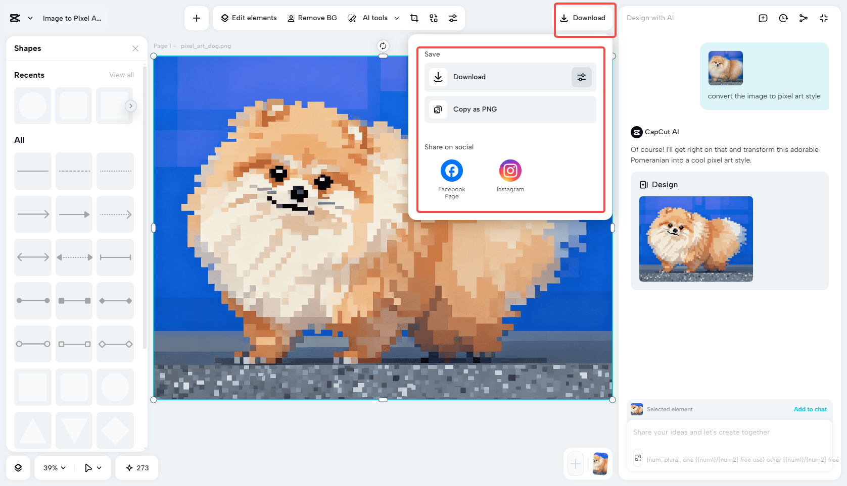 Save the converted pixel image