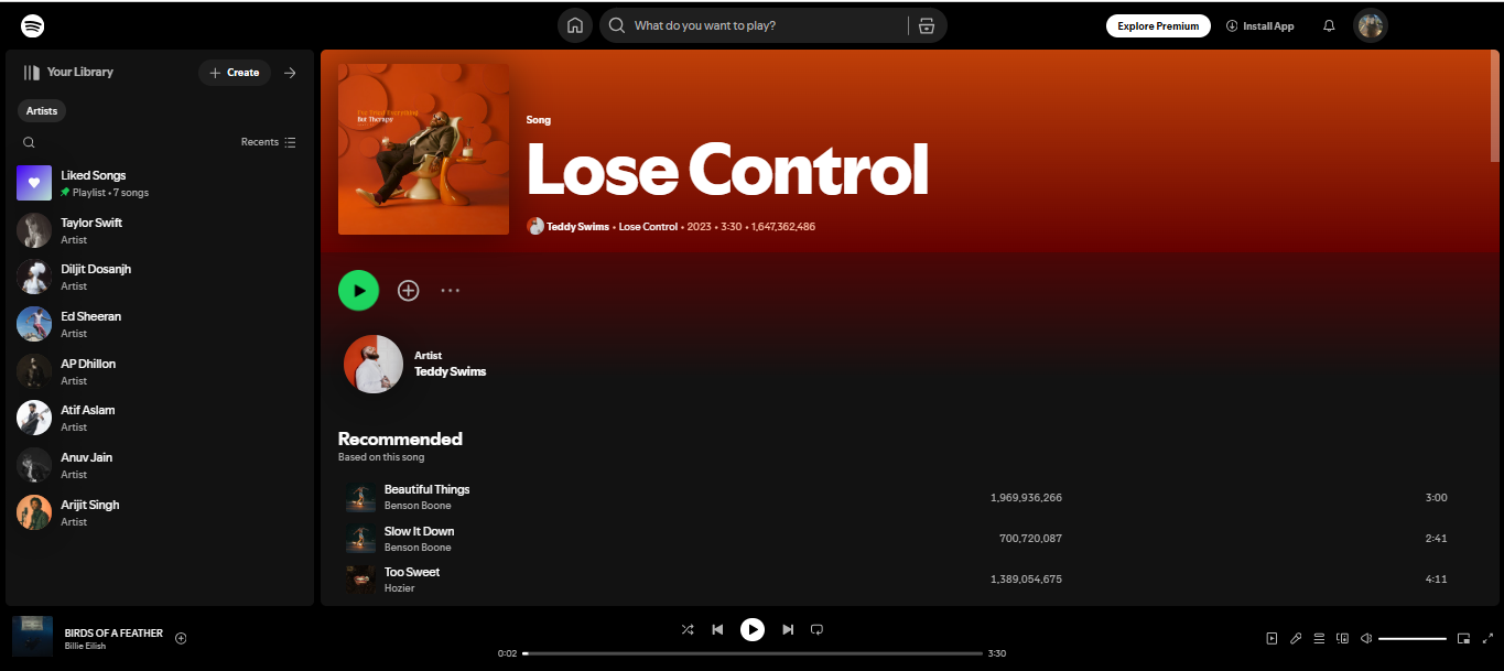 Lose Control – the viral hit by Teddy Swims from Spotify’s top 200 artists