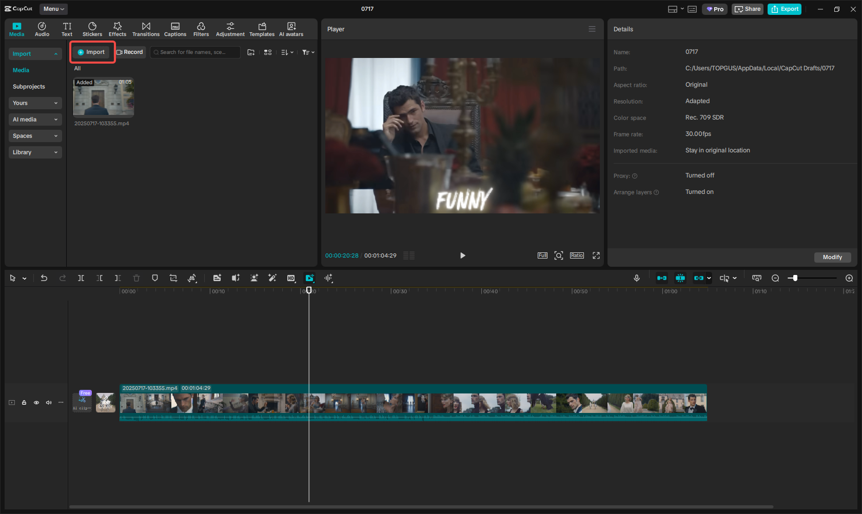 ייבא קבצים ל-CapCut