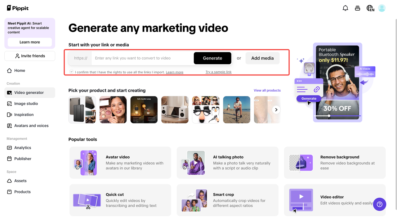 Link to video generation