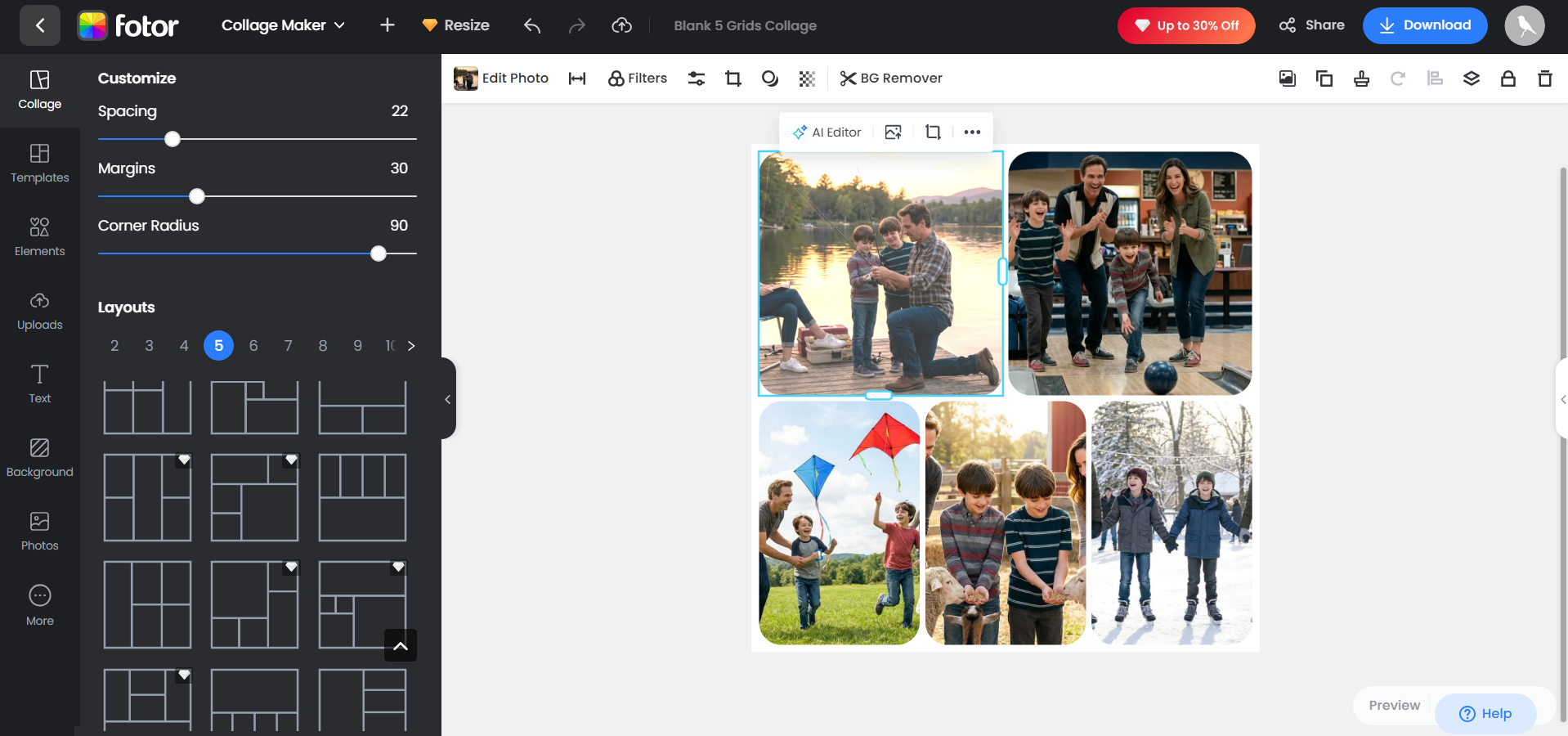 Fotor memory book maker interface
