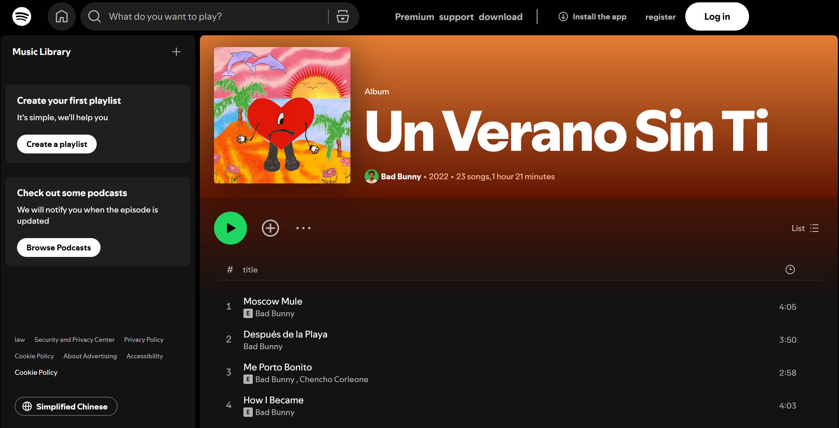 Un Verano Sin Ti by Bad Bunny - one of the most listened-to albums on Spotify