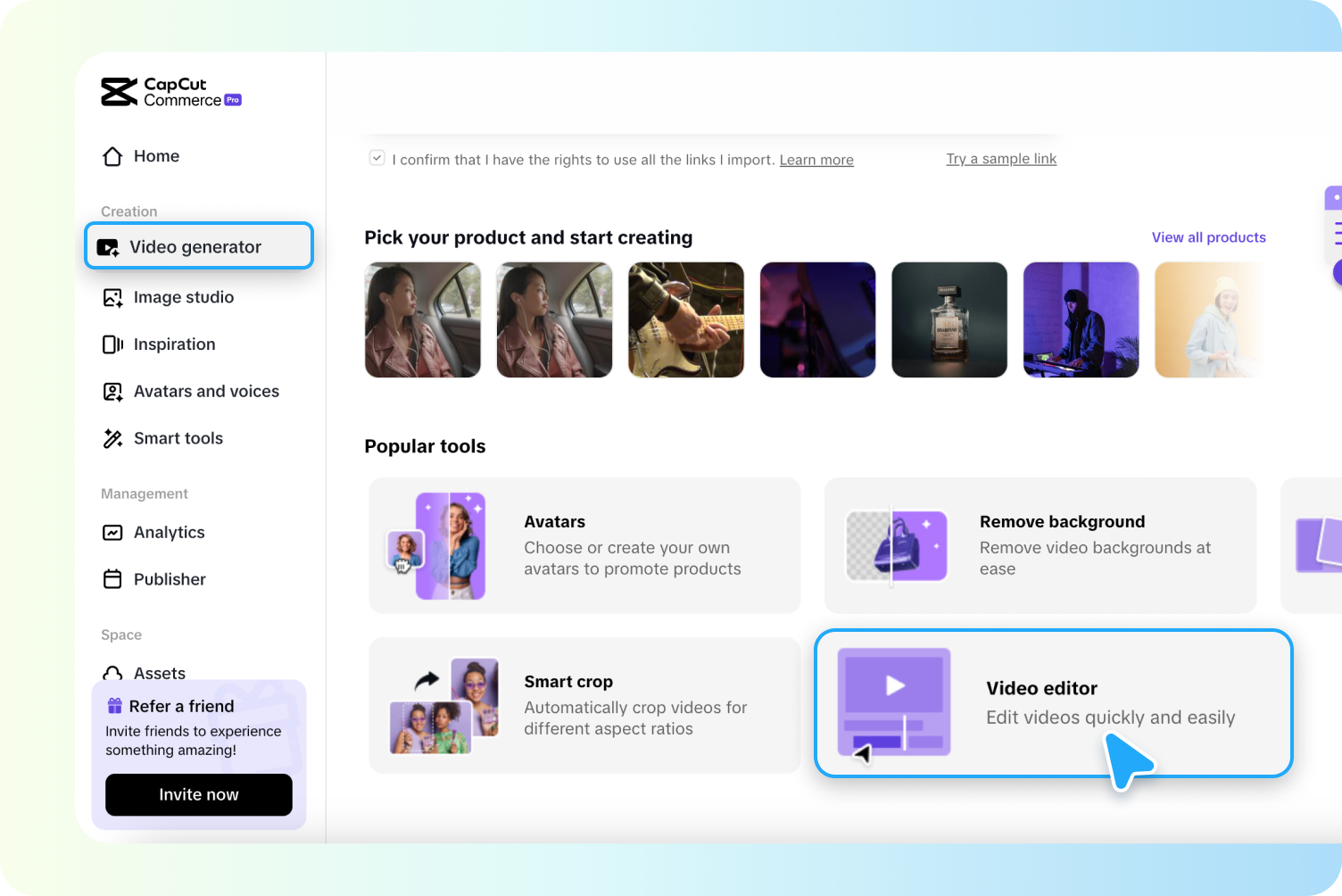 الوصول إلى مولد الفيديو