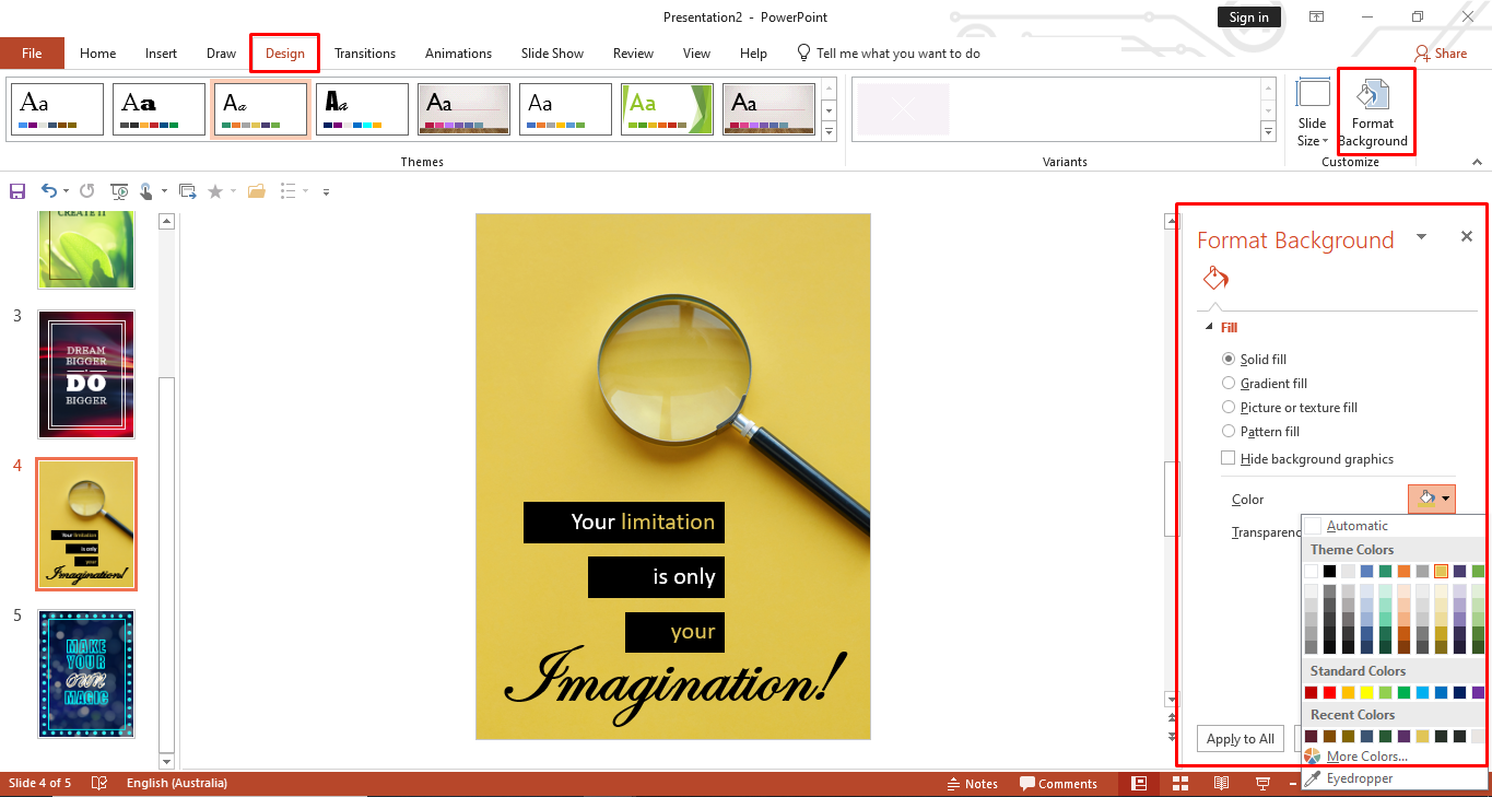 Ajustar el diseño para crear un póster a partir de diapositivas de PowerPoint