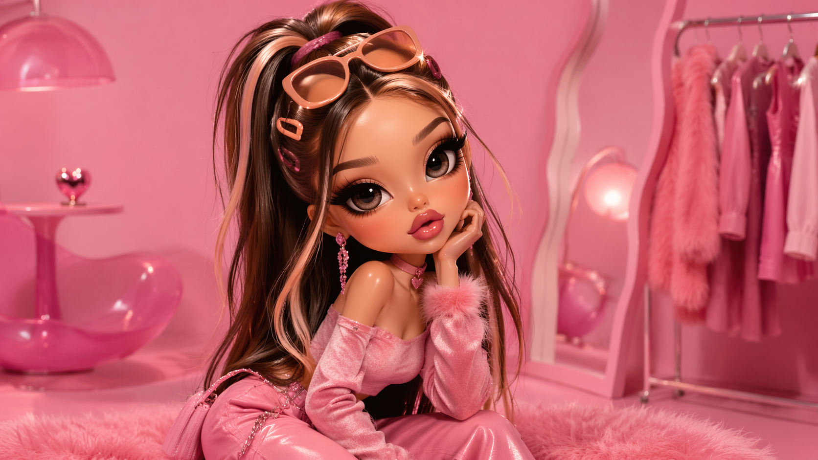 Dreamina Bratz Filter Prompt Beispiel 5: Pink Studio Character