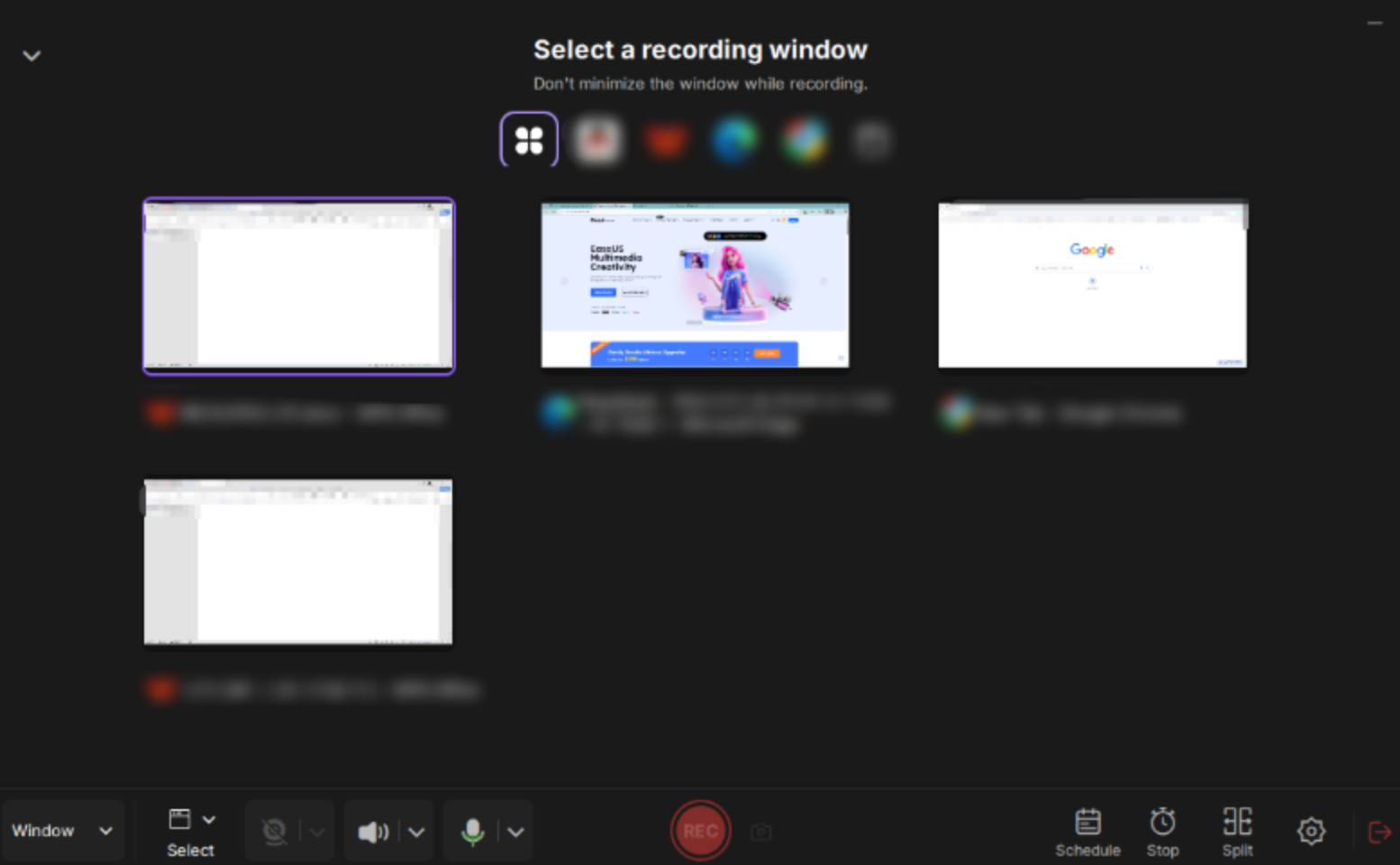 Wybór obszaru do nagrania za pomocą EaseUS Recorder