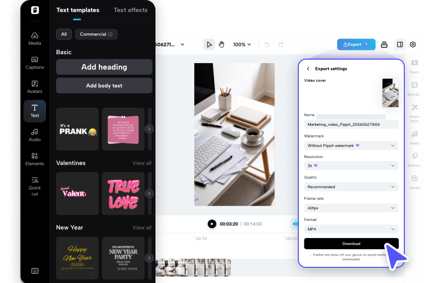 Step 3: Export, and publish your faceless video