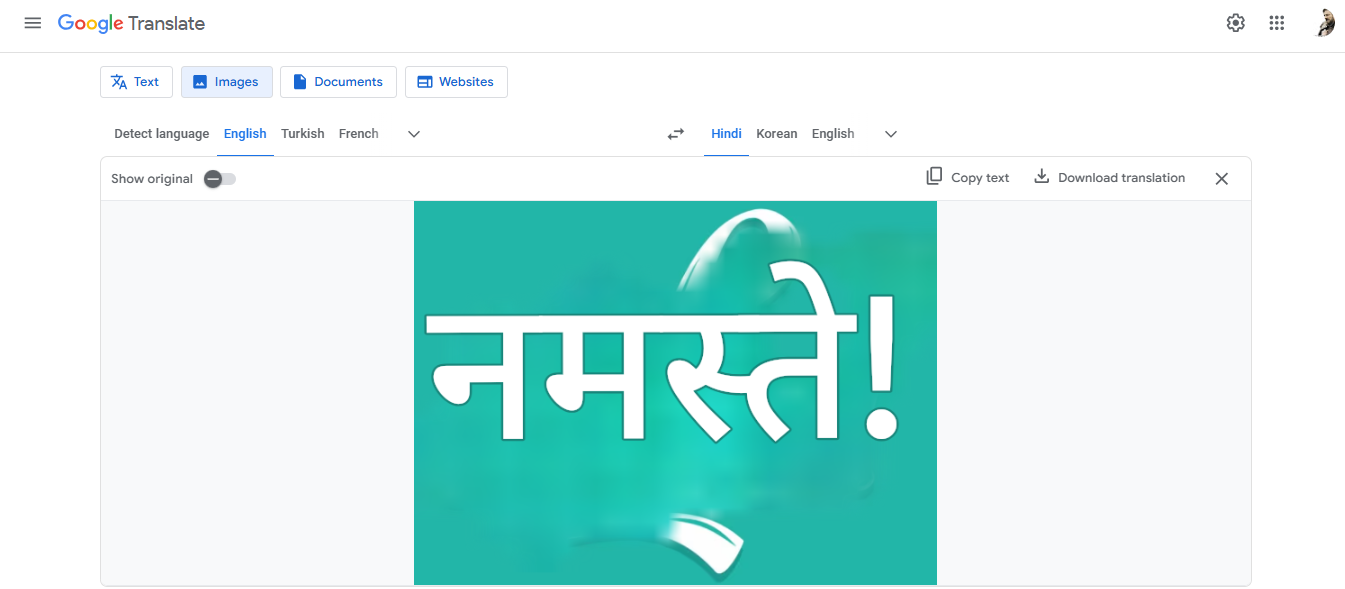 Translate images using Google Translate