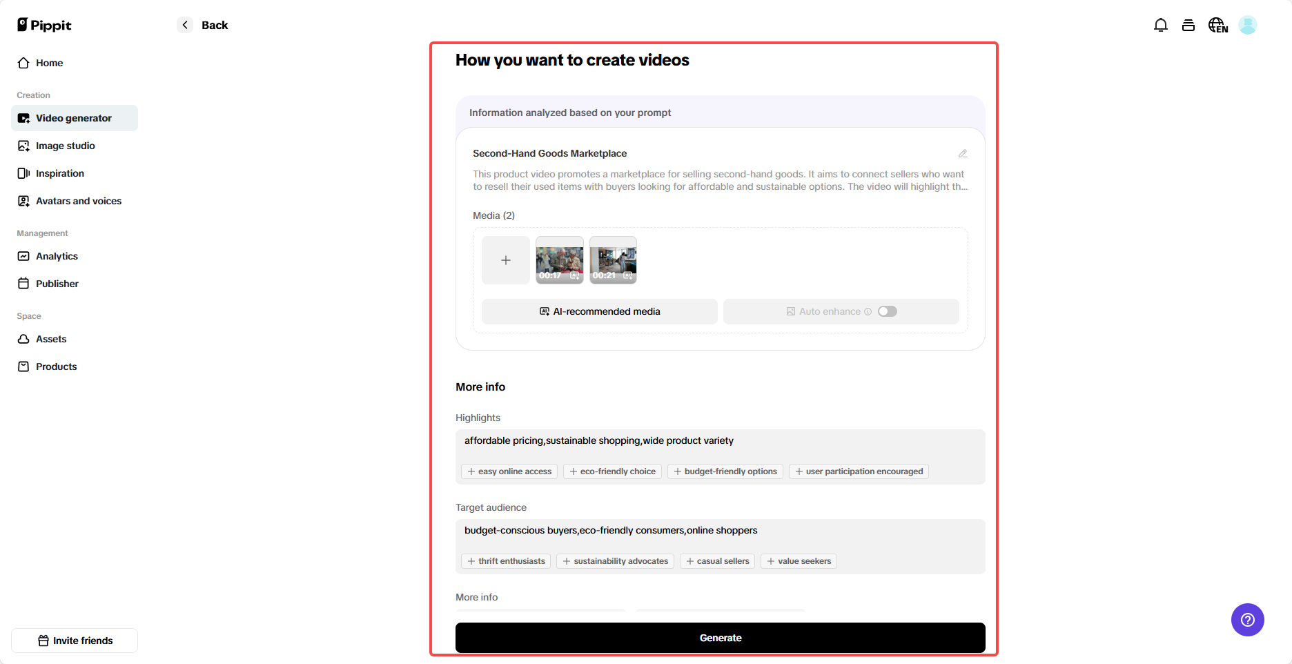Personalize the video settings