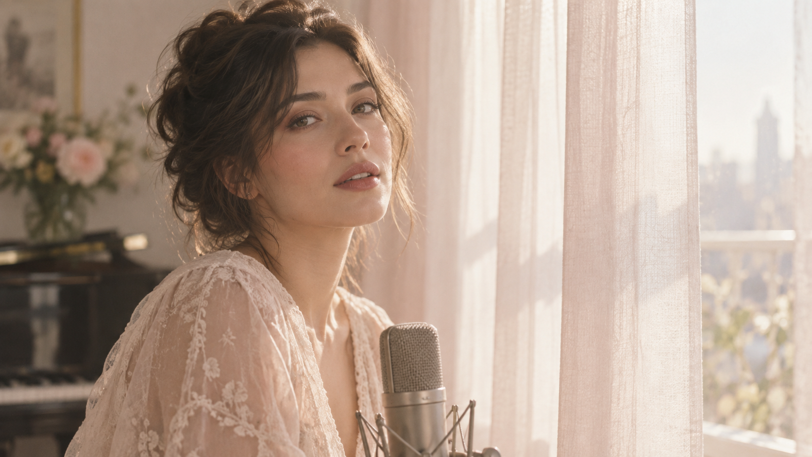 pretty music video: Curtain Light Portrait