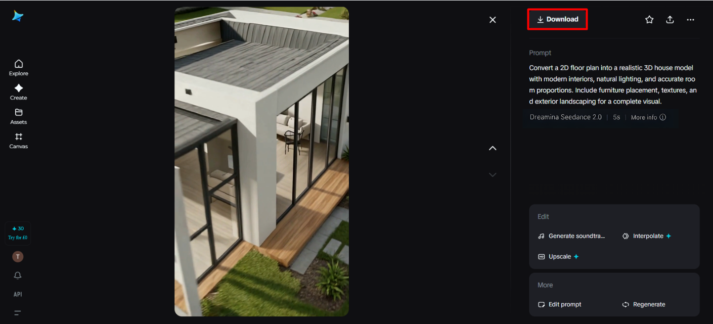 Download the 3D house plan scene