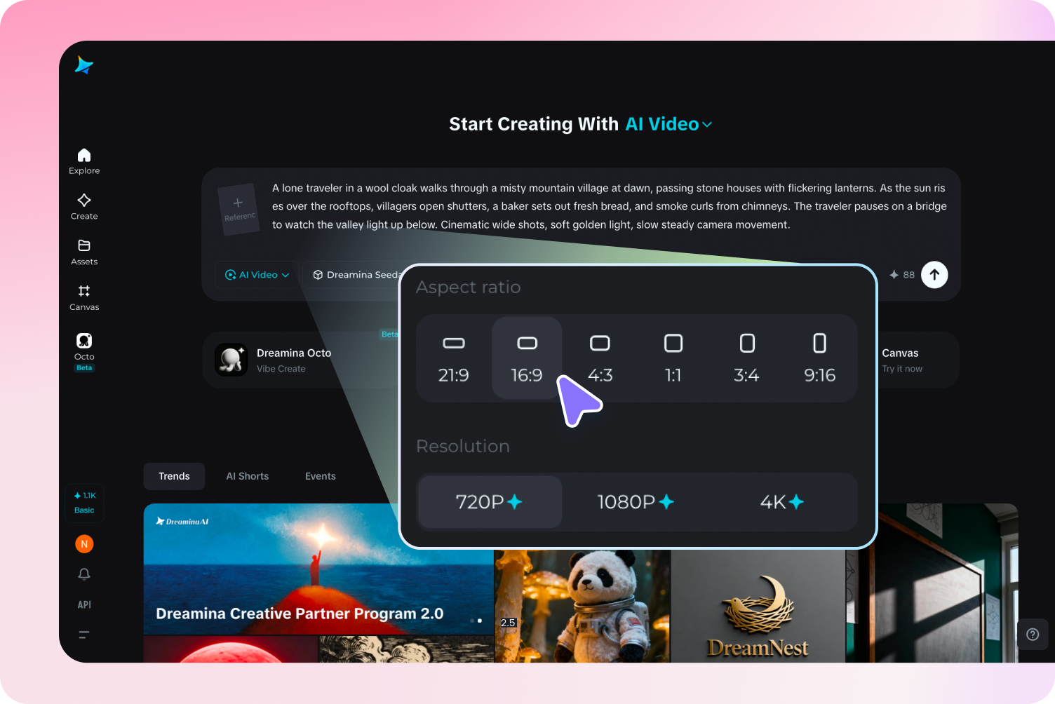 Select settings and generate