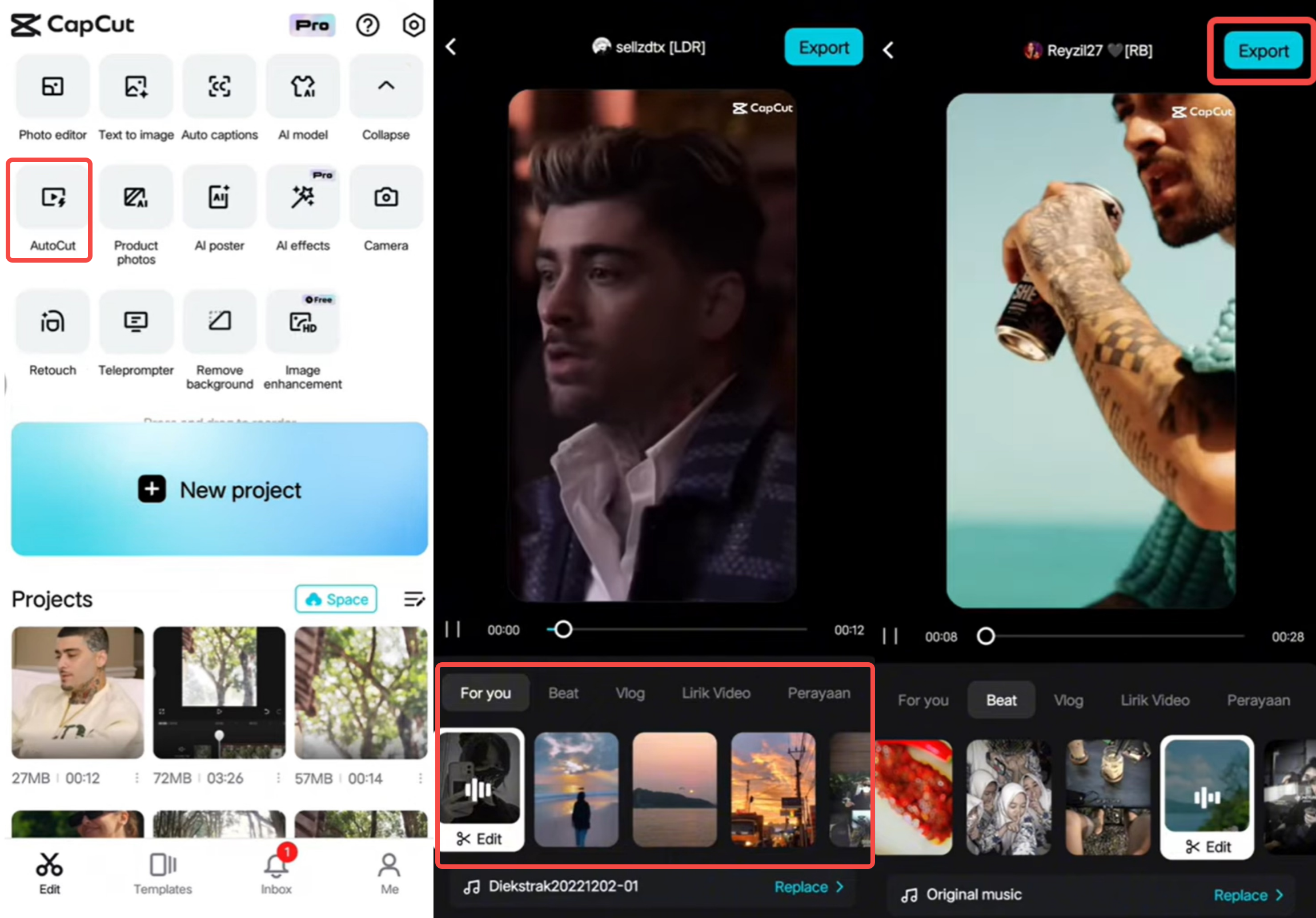 Using the AutoCut tool in the CapCut mobile app