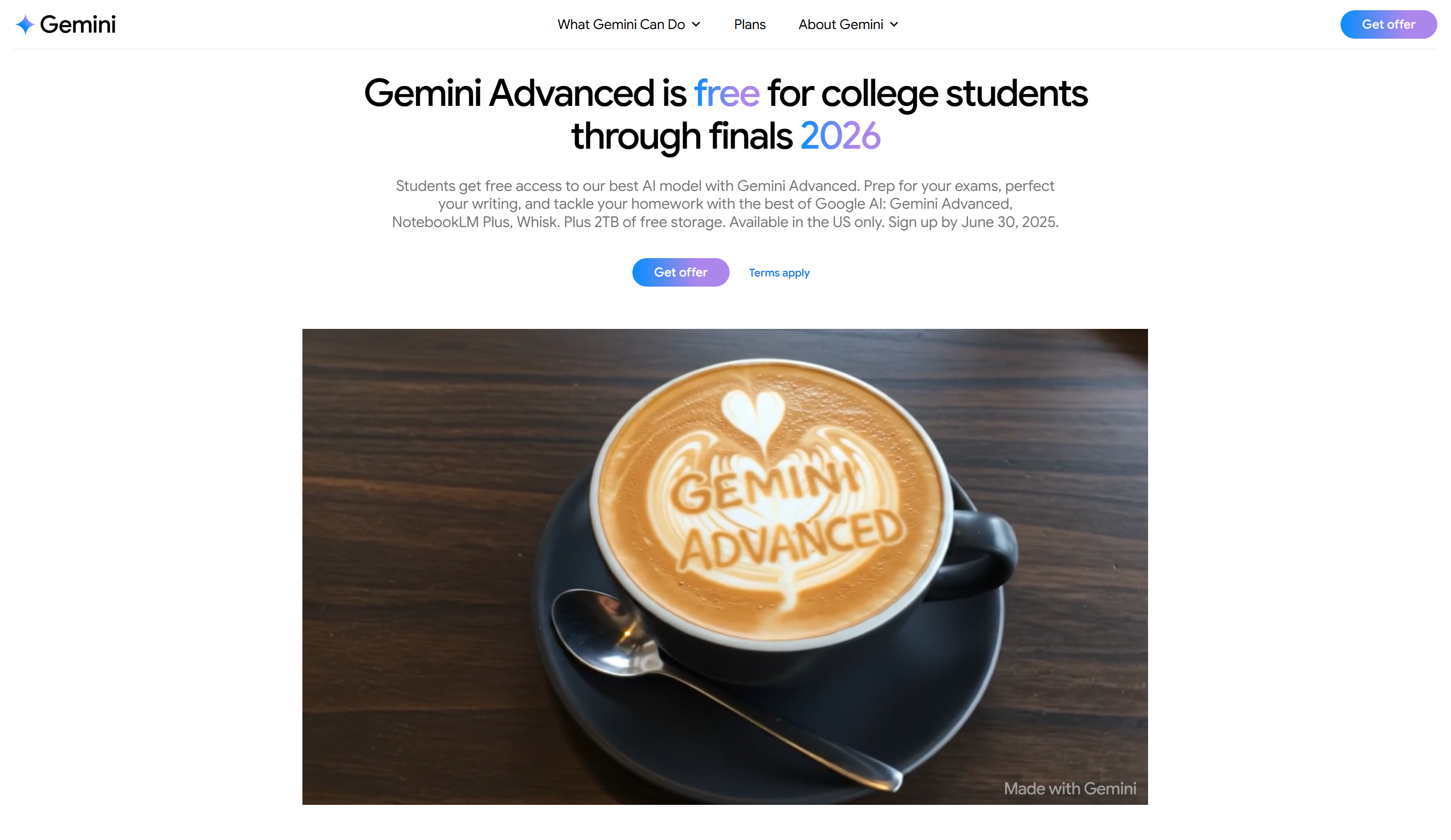Price of Gemini Advanced: Free for students (until final exam in 2026)