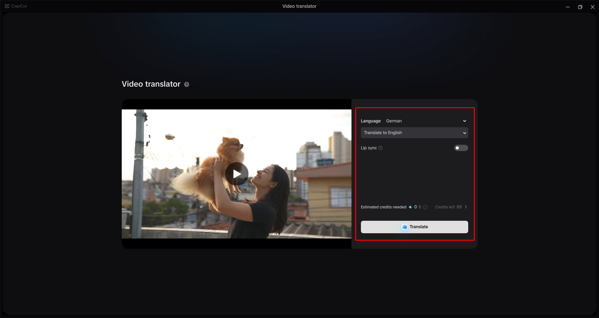 Using CapCut's video translator