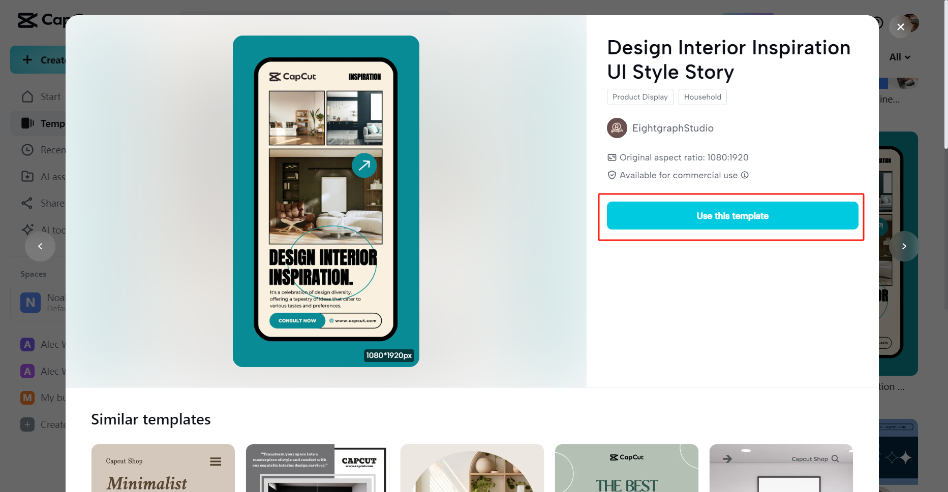 Proceed to use your template