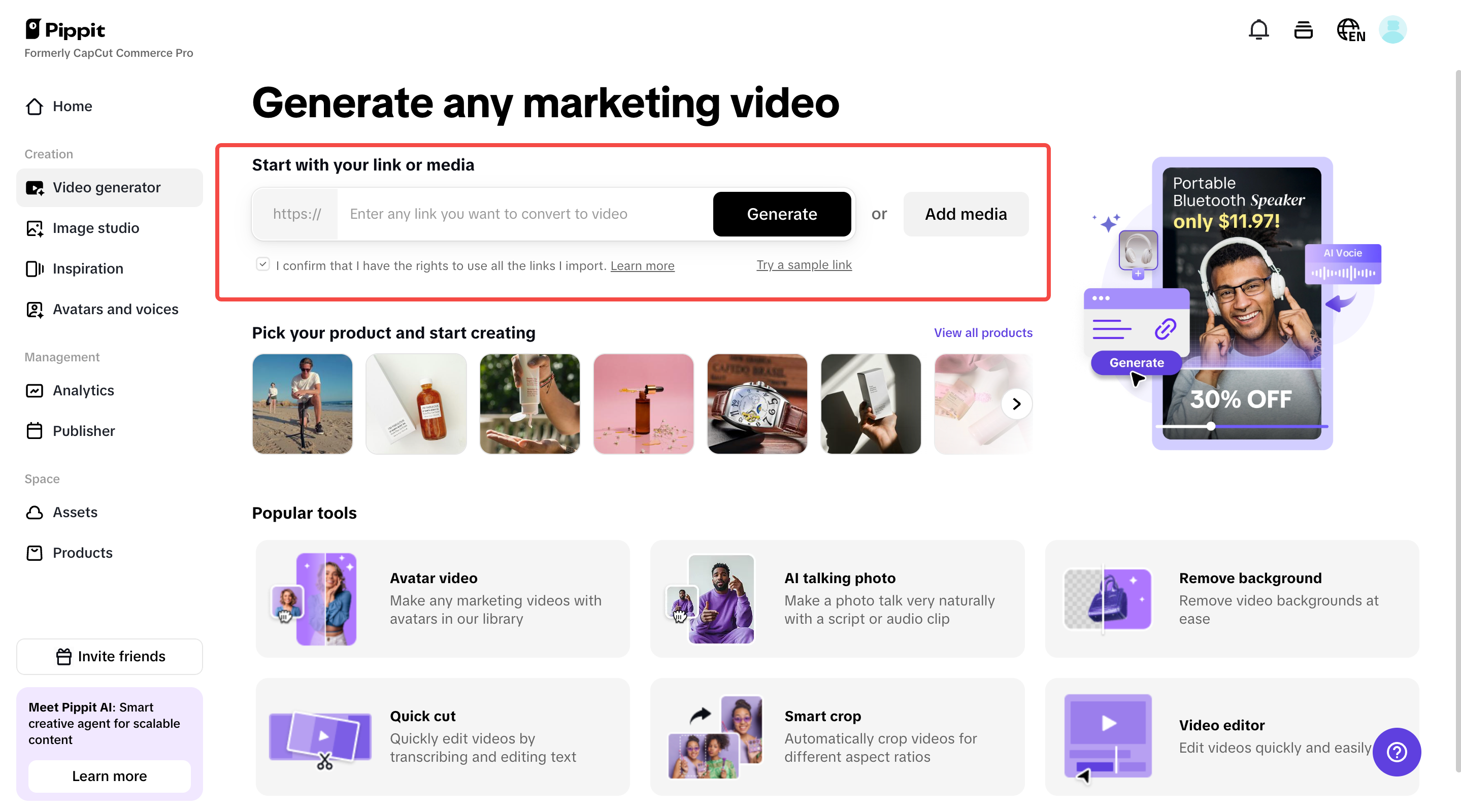 Upload product links and media