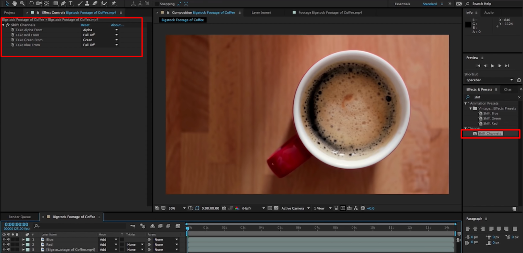 Separating color channels to create vintage effects in After Effects