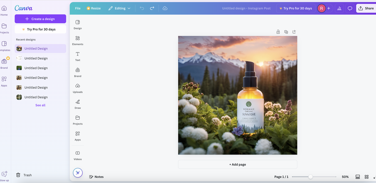 Canva's background generator