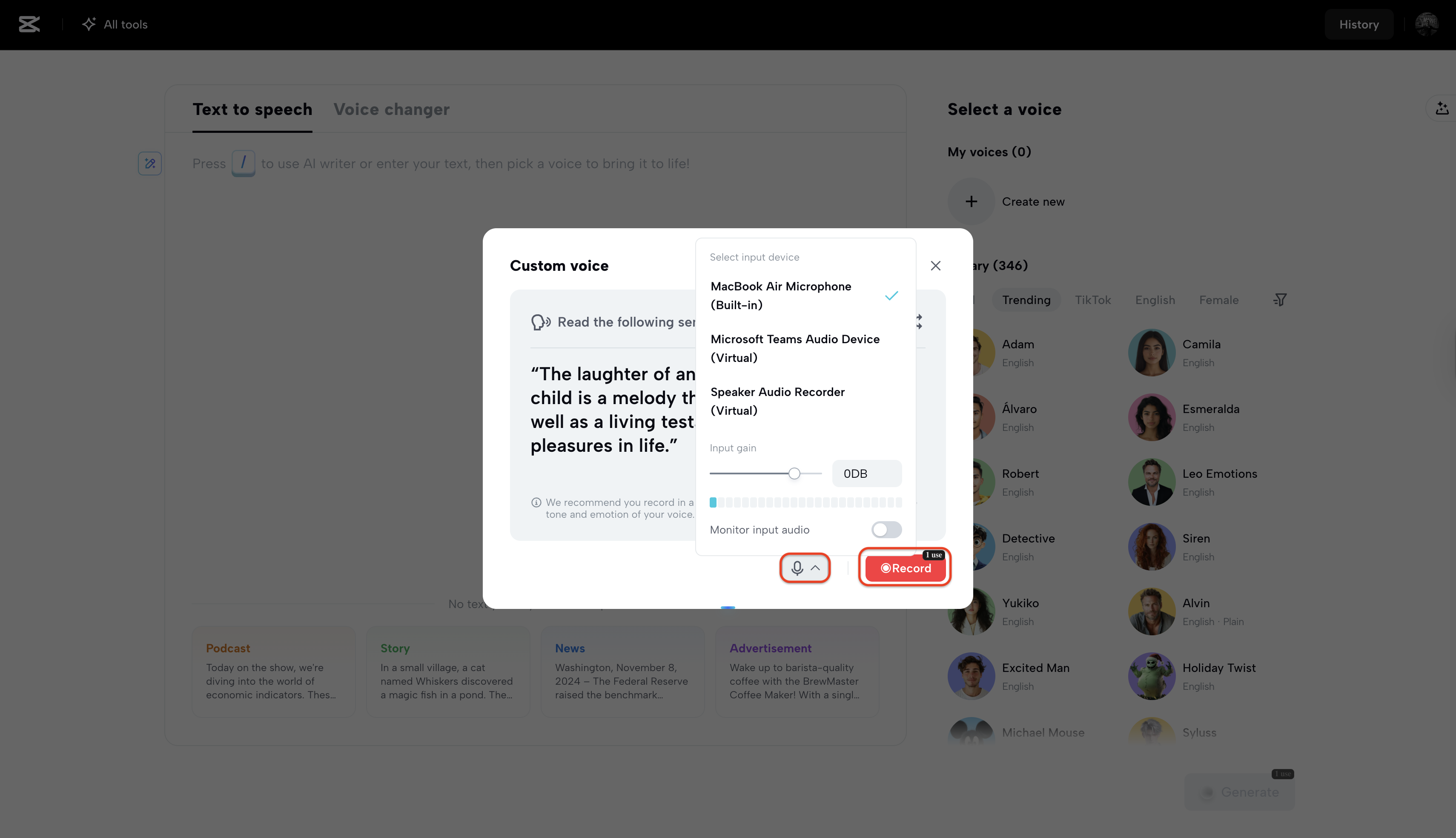 Record your voice