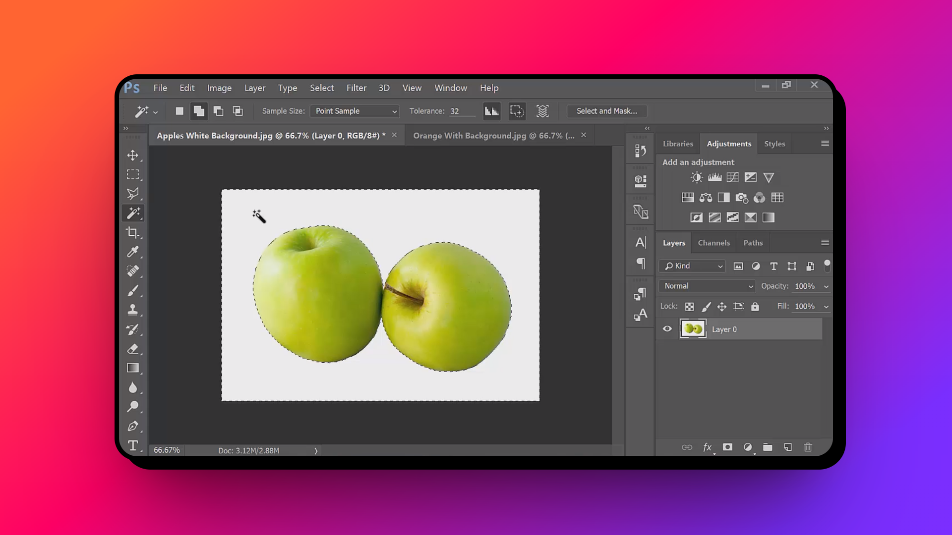 Select and delete the background
