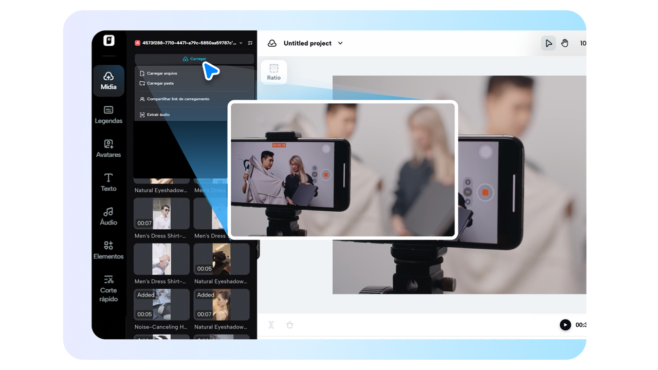 Editor de video online do Pippit na tela inicial