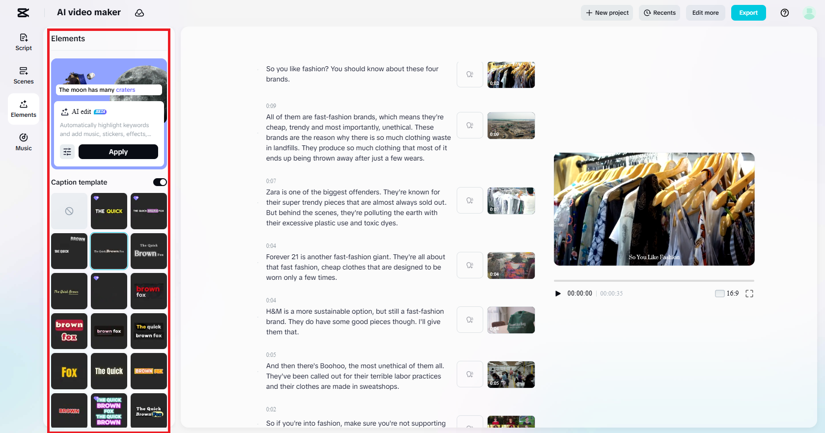 在您的影片中添加各種元素