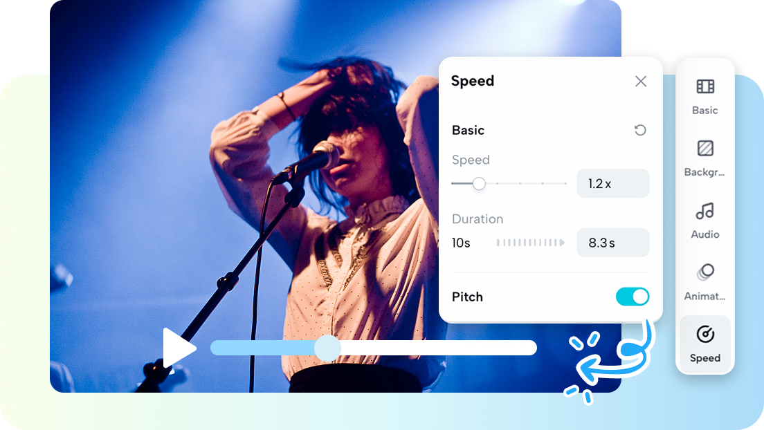Speed control tool for slow-motion effect