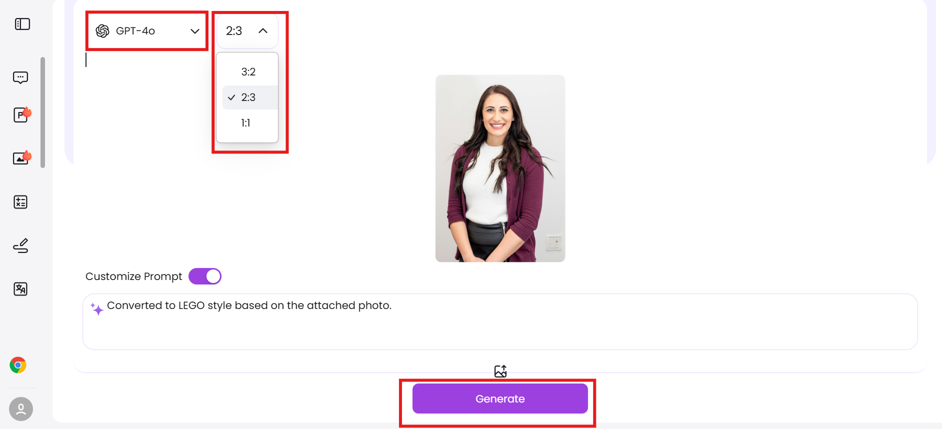 Choose a model and adjust settings