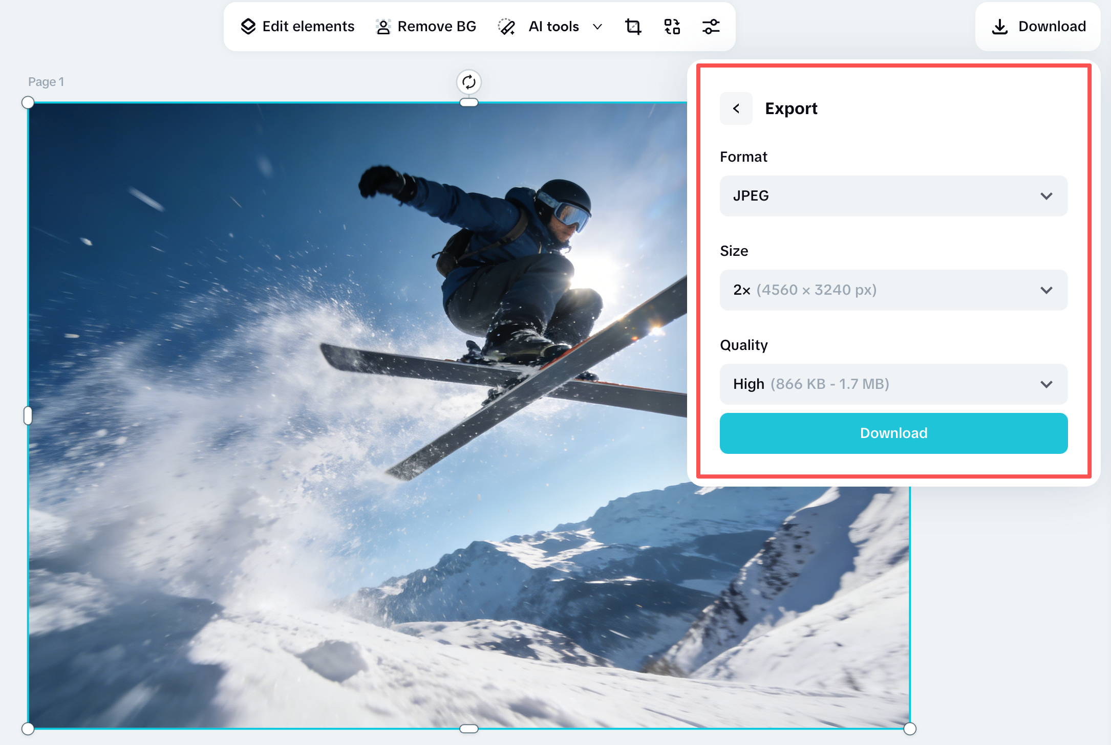 Export the enhanced image