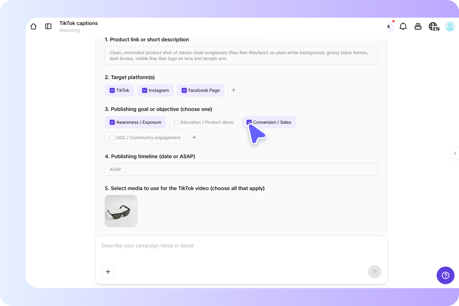 Add captions to video