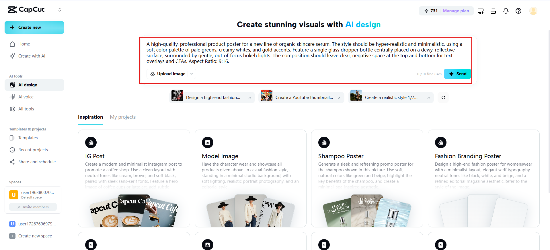 Enter prompt or upload images