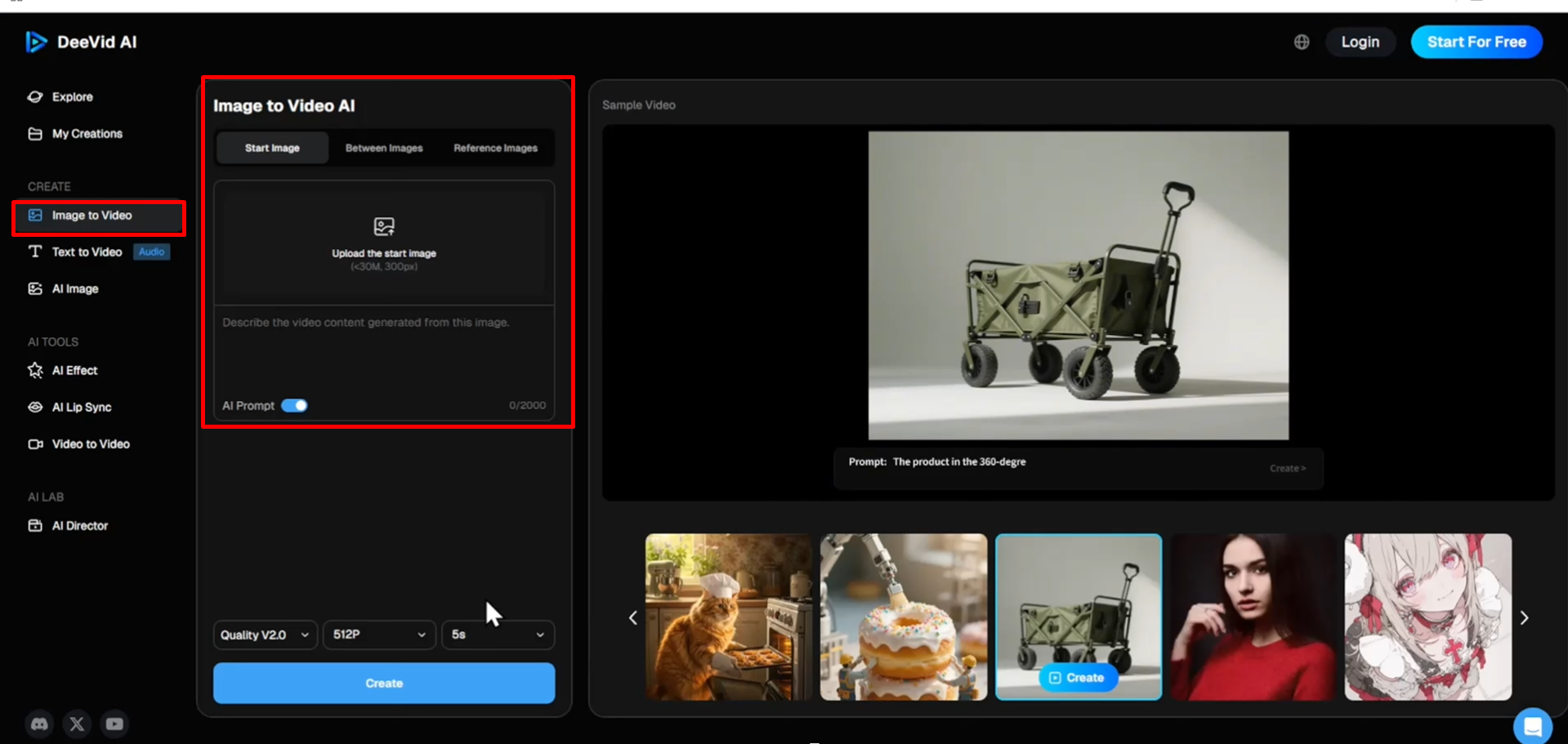 Bild, das zeigt, wie man eine Eingabeaufforderung in Deevid AI gibt