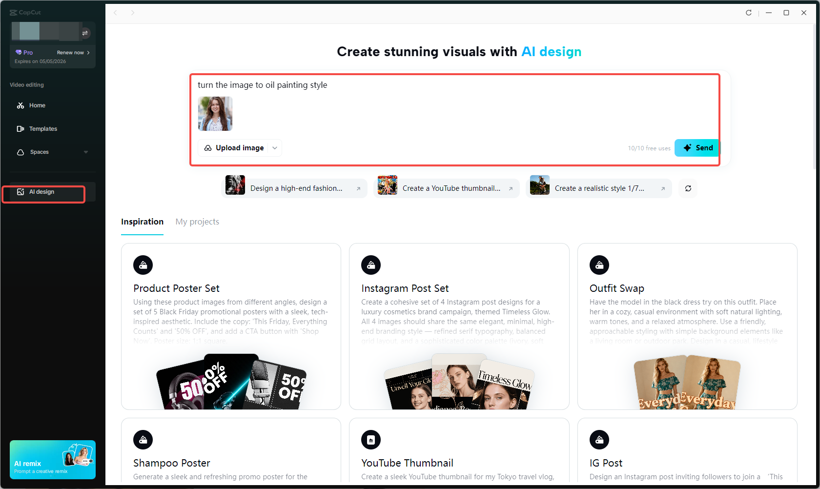 Upload your photo in AI design