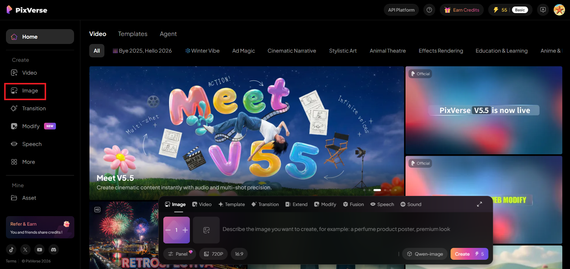 PixVerse görüntü aracını açın