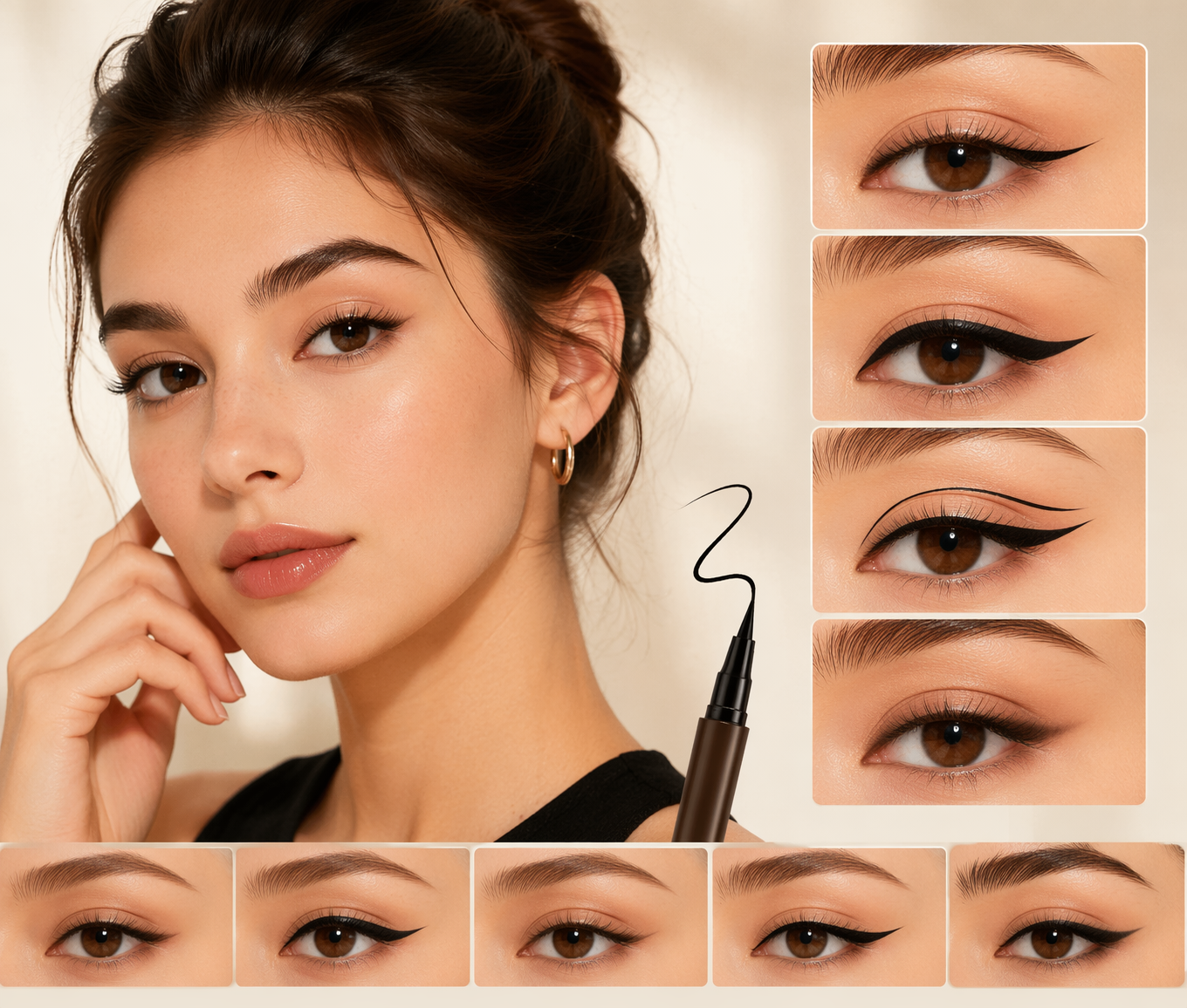 Dreamina virtueller Eyeliner Probieren Sie Beispiel 3 an: Bold Graphic Liner Look