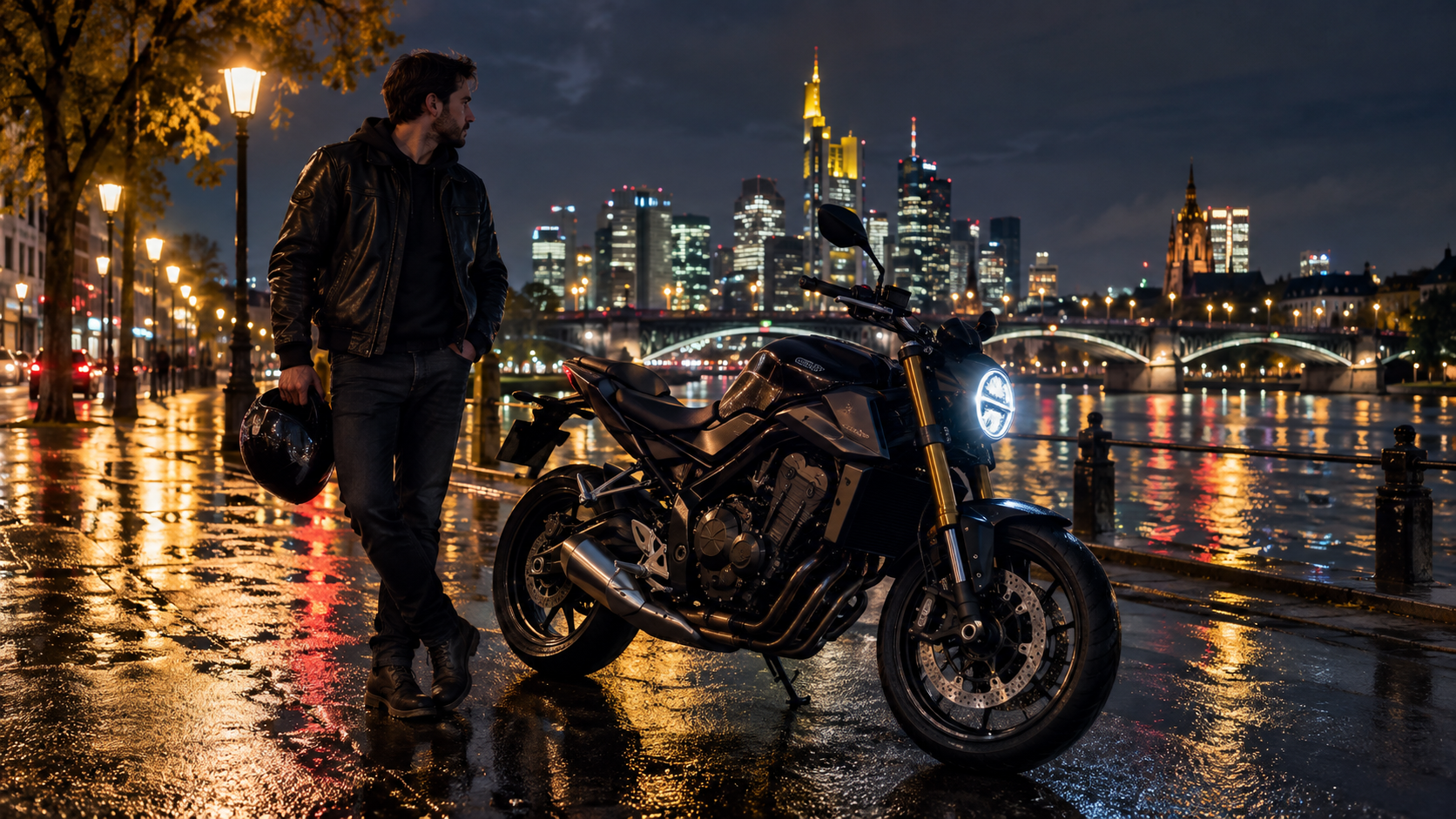 a realistic night motorcycle photograph shareable prompt result