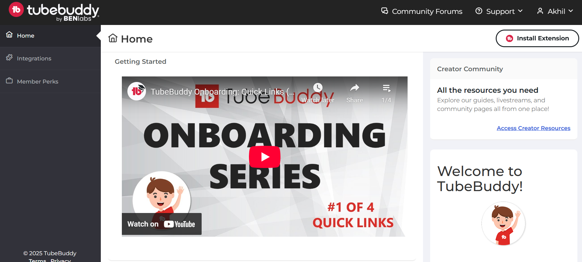 Interface ng TubeBuddy