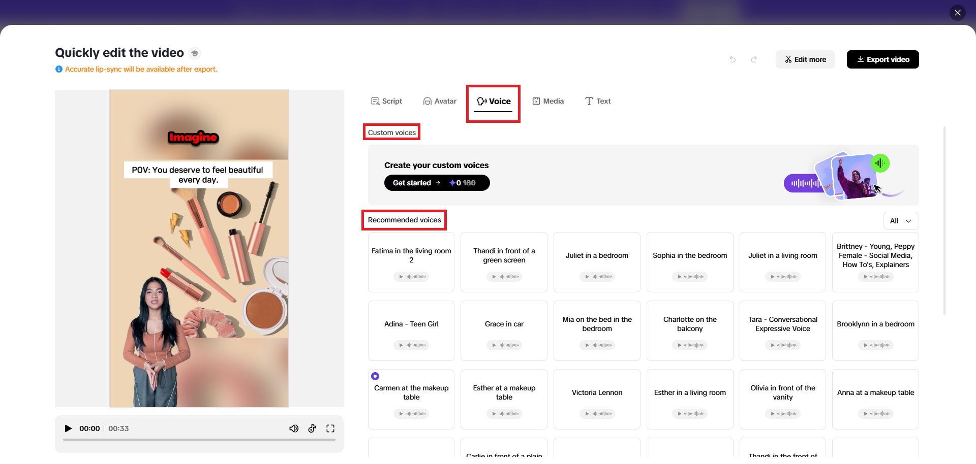 Carryout AI voiceovers