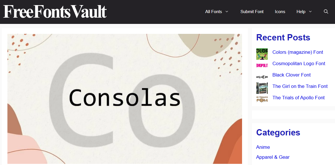 Free Fonts Vault Consolas font