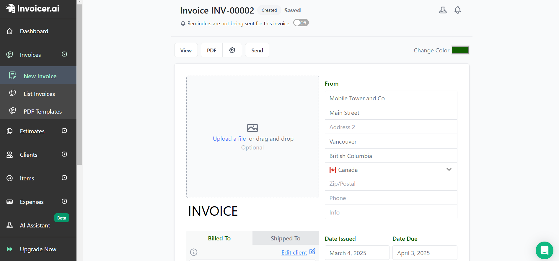 Invoicer.ai - Bir mobil fatura üreticisi