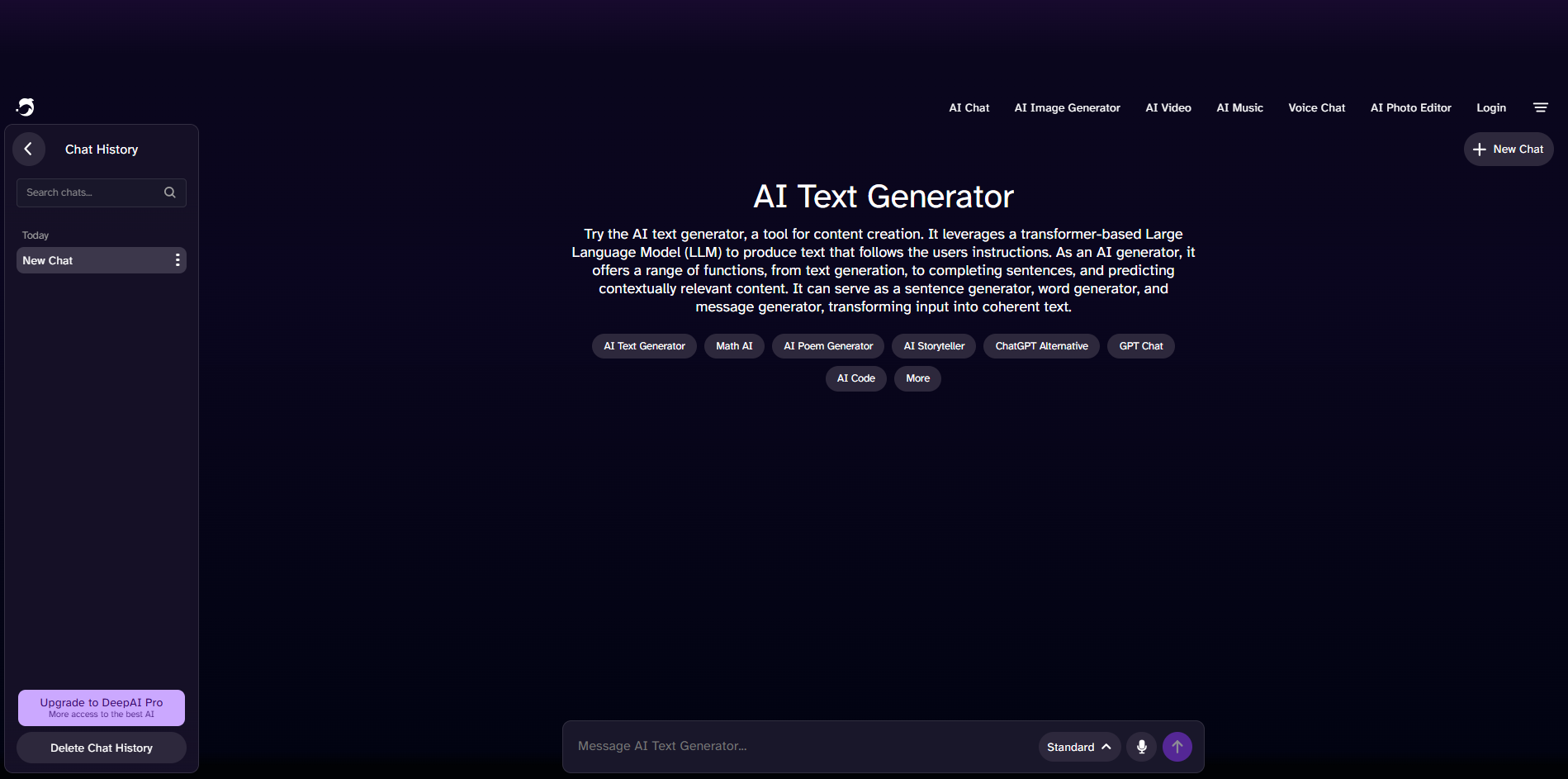 Opening the DeepAI text generator